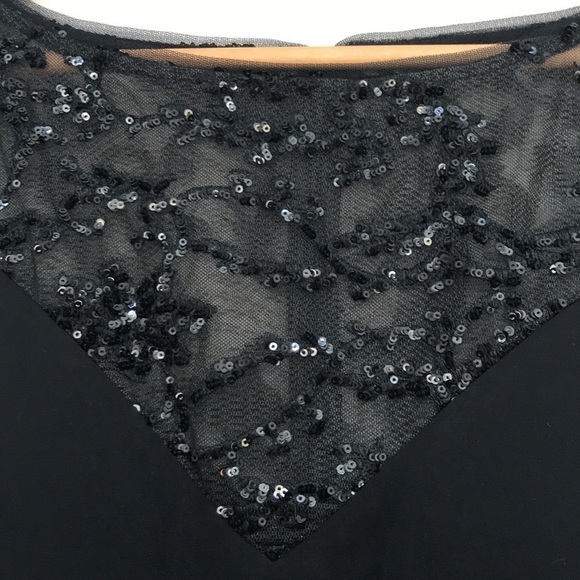 Js Collections black cap sleeve sequin lace top evening gown dress size Large - Picture 3 of 14